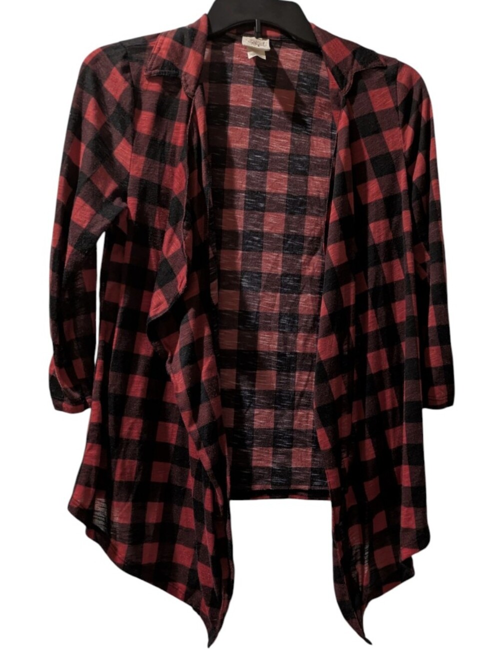Self Esteem Red and Black Buffalo Plaid Open-Front Jacket Size M